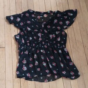 Torrid Black Pink Floral Blouse